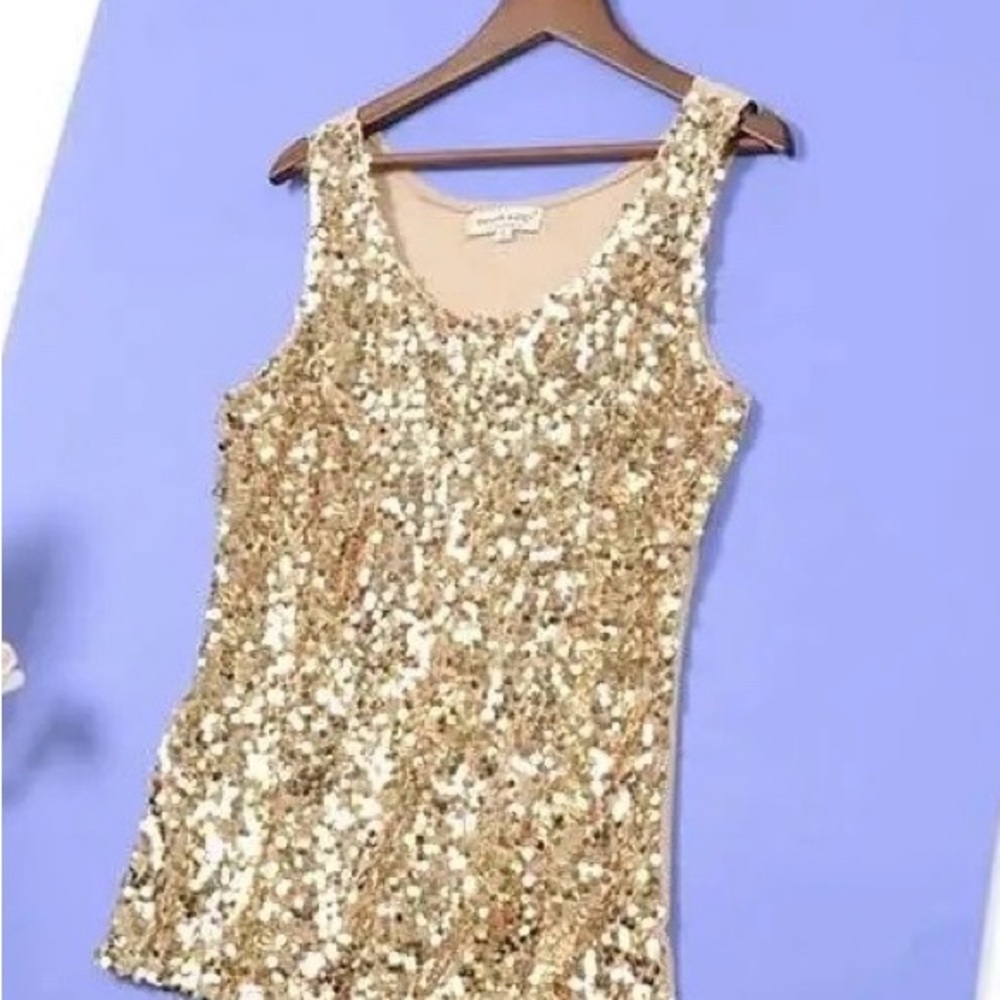 Gold Sequin Tank Top
